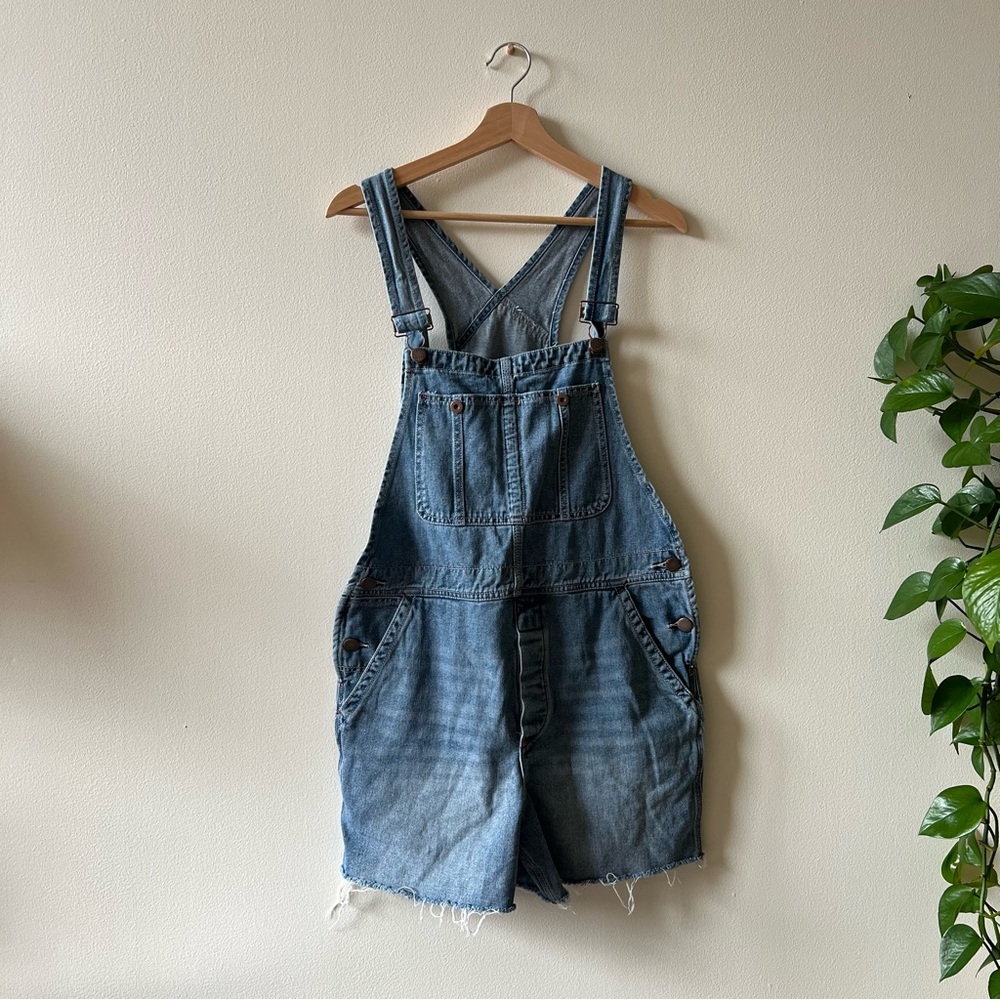 Free People Denim Shortalls Overall Shorts Size 28